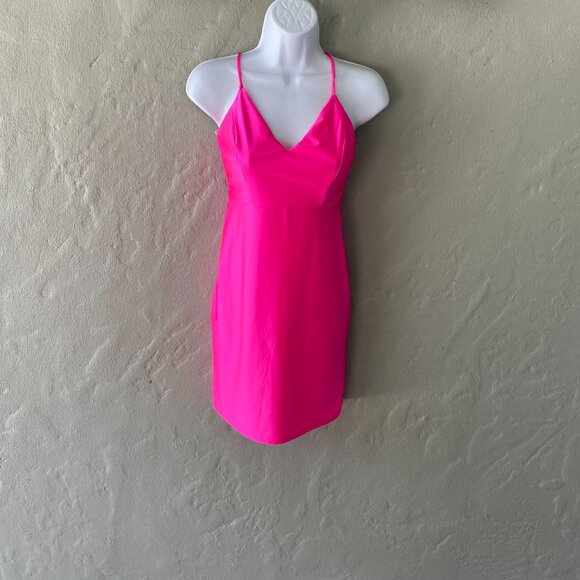 TIMING LOS ANGELES PINK SATIN MINI DRESS MED NWT - Picture 1 of 5